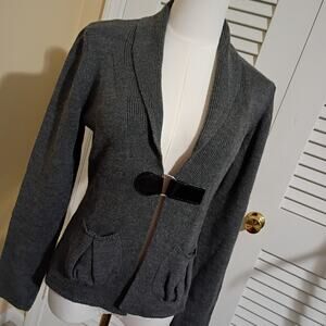 Merino Wool Small Italian Cardigan Coccole Grey Buckle Closure Pockets High-End